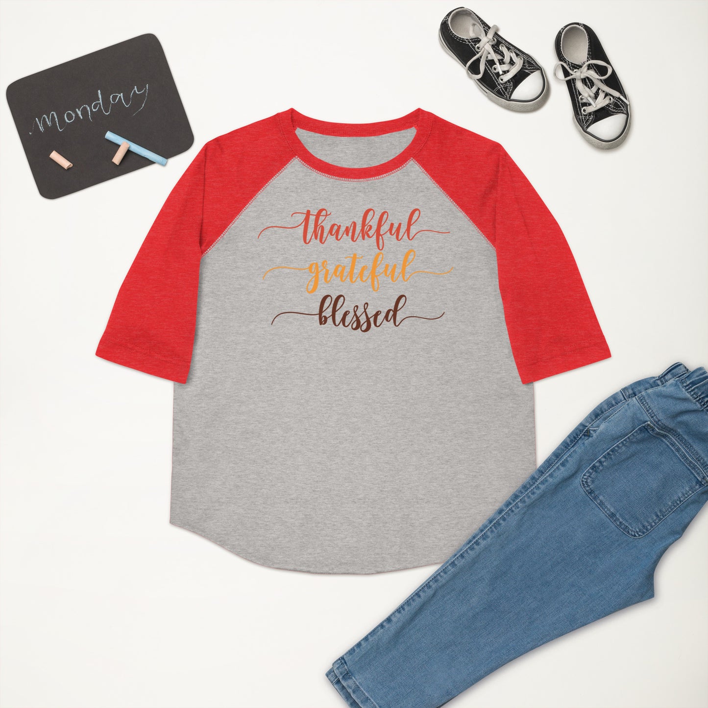 Thankful Grateful Blessed Youth baseball shirt