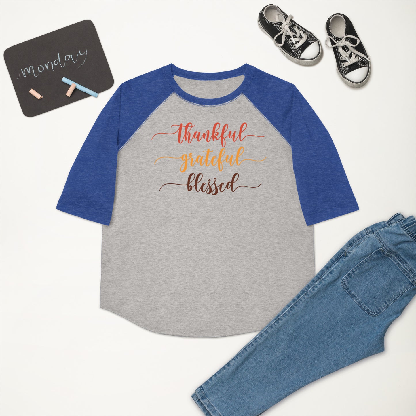 Thankful Grateful Blessed Youth baseball shirt