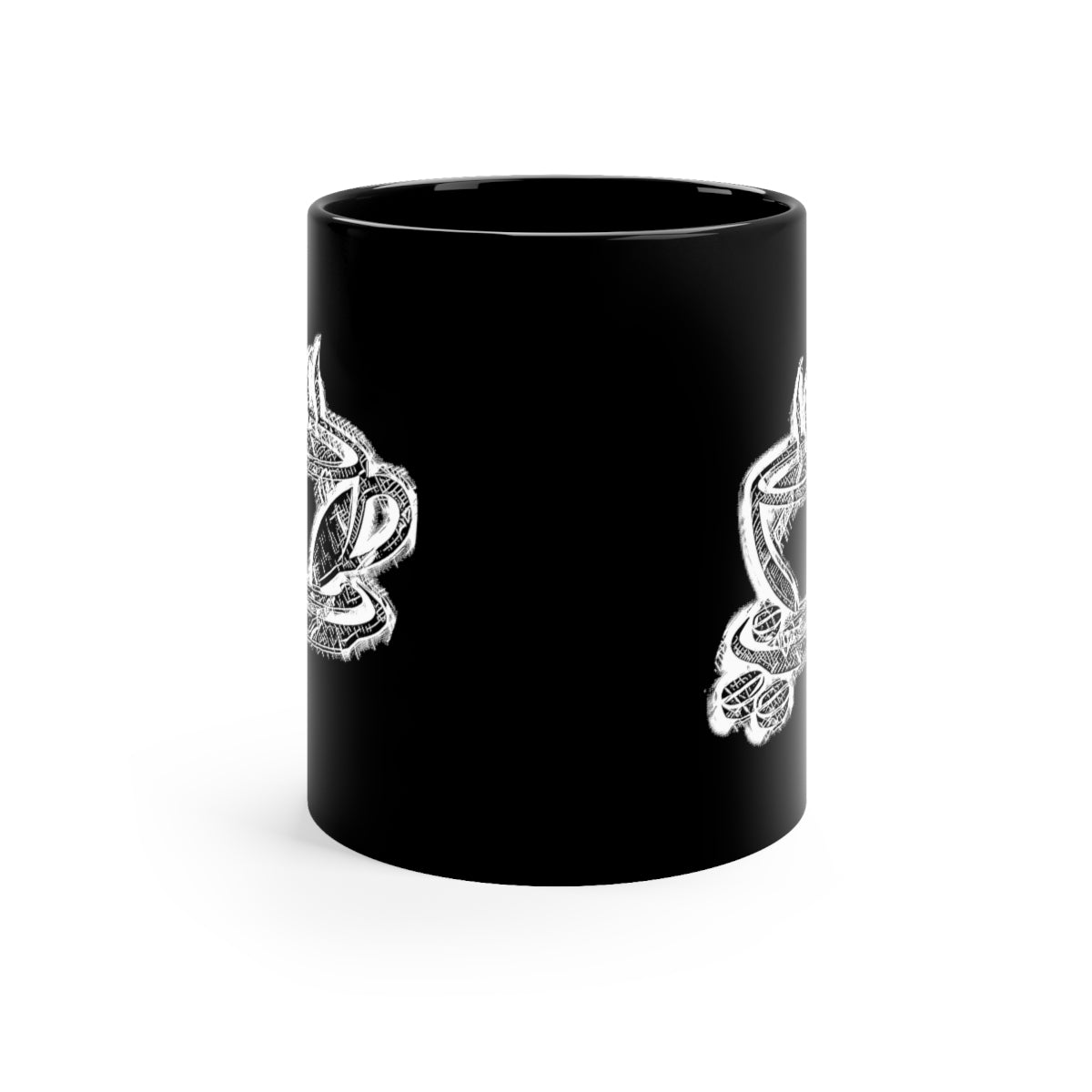 Black & White Coffee Cup 11oz Black Mug