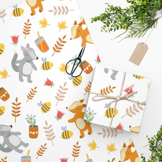 Cute Animals & Bees Birthday Wrapping Paper