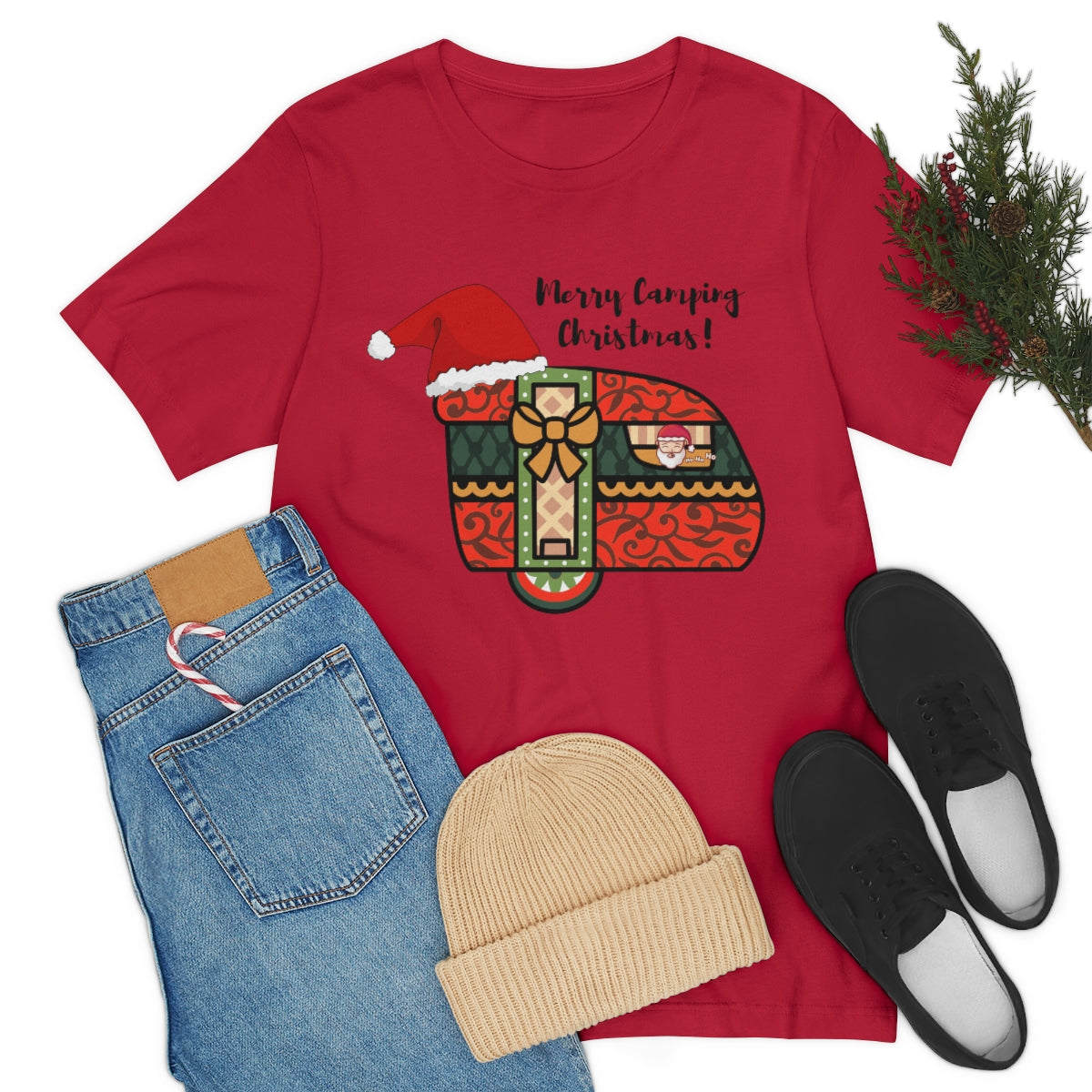 Merry Camping Christmas Unisex Jersey Short Sleeve Tee