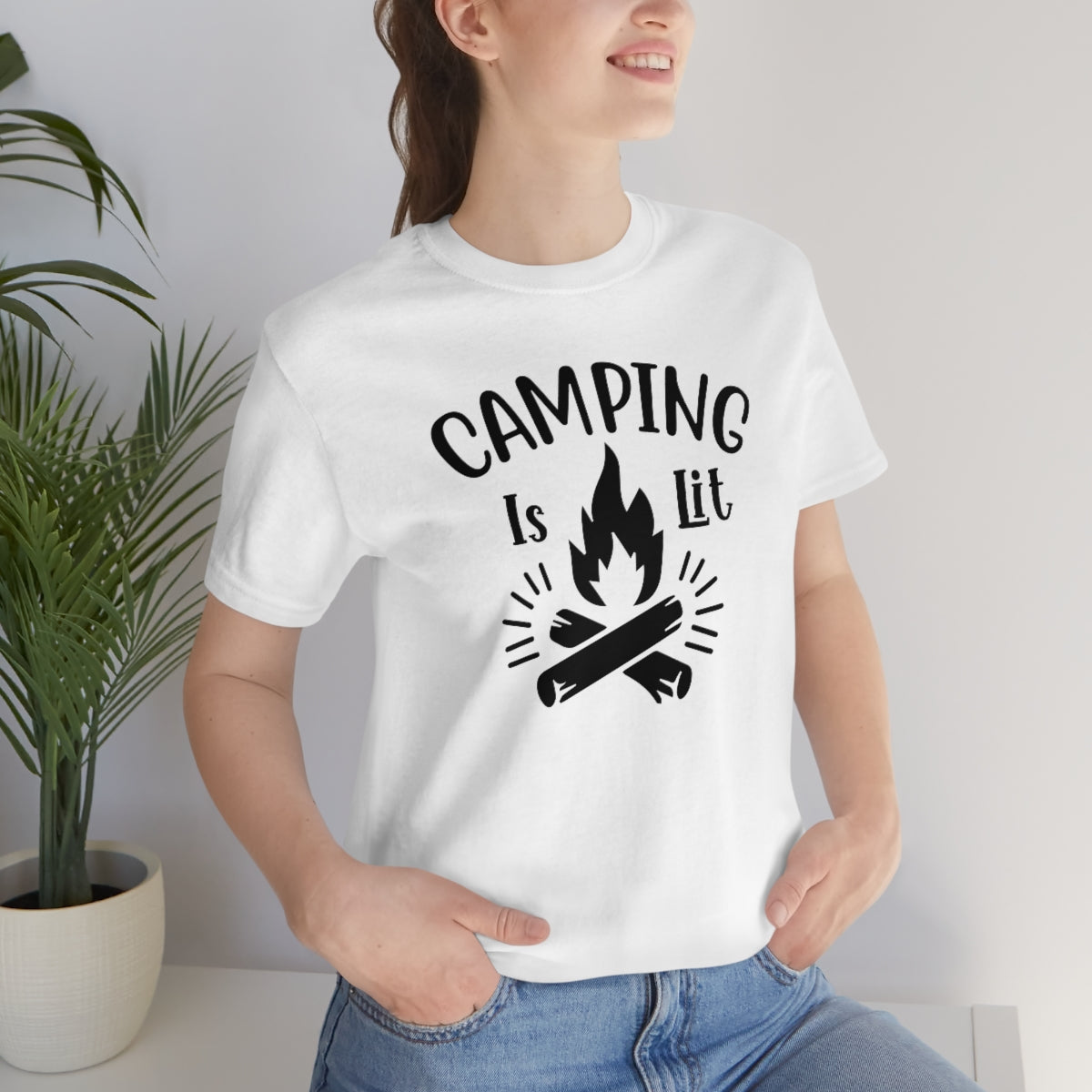 Camping is Lit Unisex Jersey Short Sleeve Tee