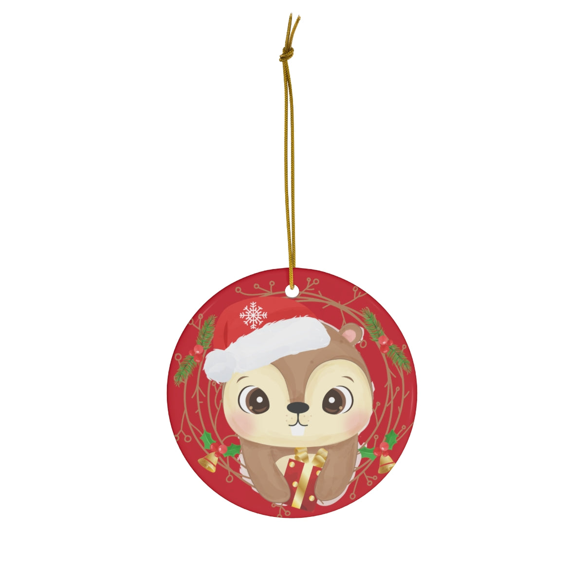 Cute Christmas Bear Ceramic Ornament, 1-Pack