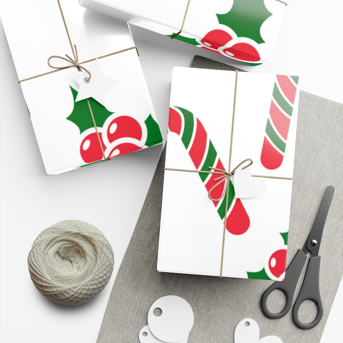 Candy Cane & Holly Gift Wrap Papers