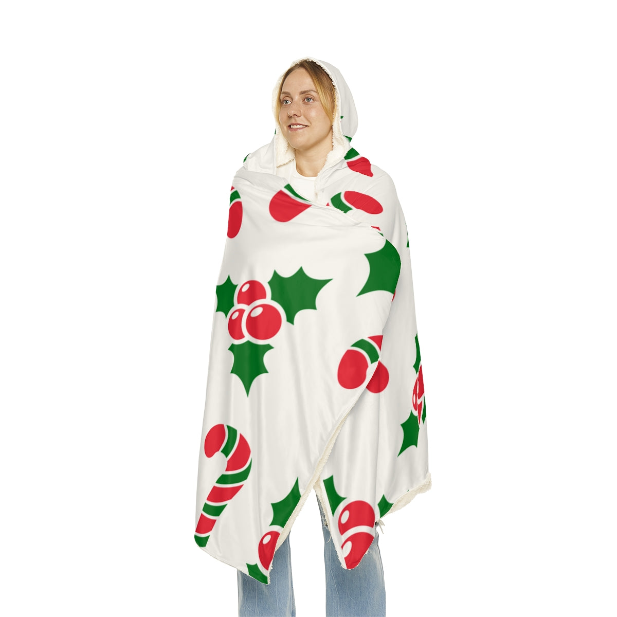 Candy Canes & Holly Christmas Snuggle Blanket, Candy Cane & Holly Snuggle Blanket, Christmas Snuggle Blanket, snuggle blanket,