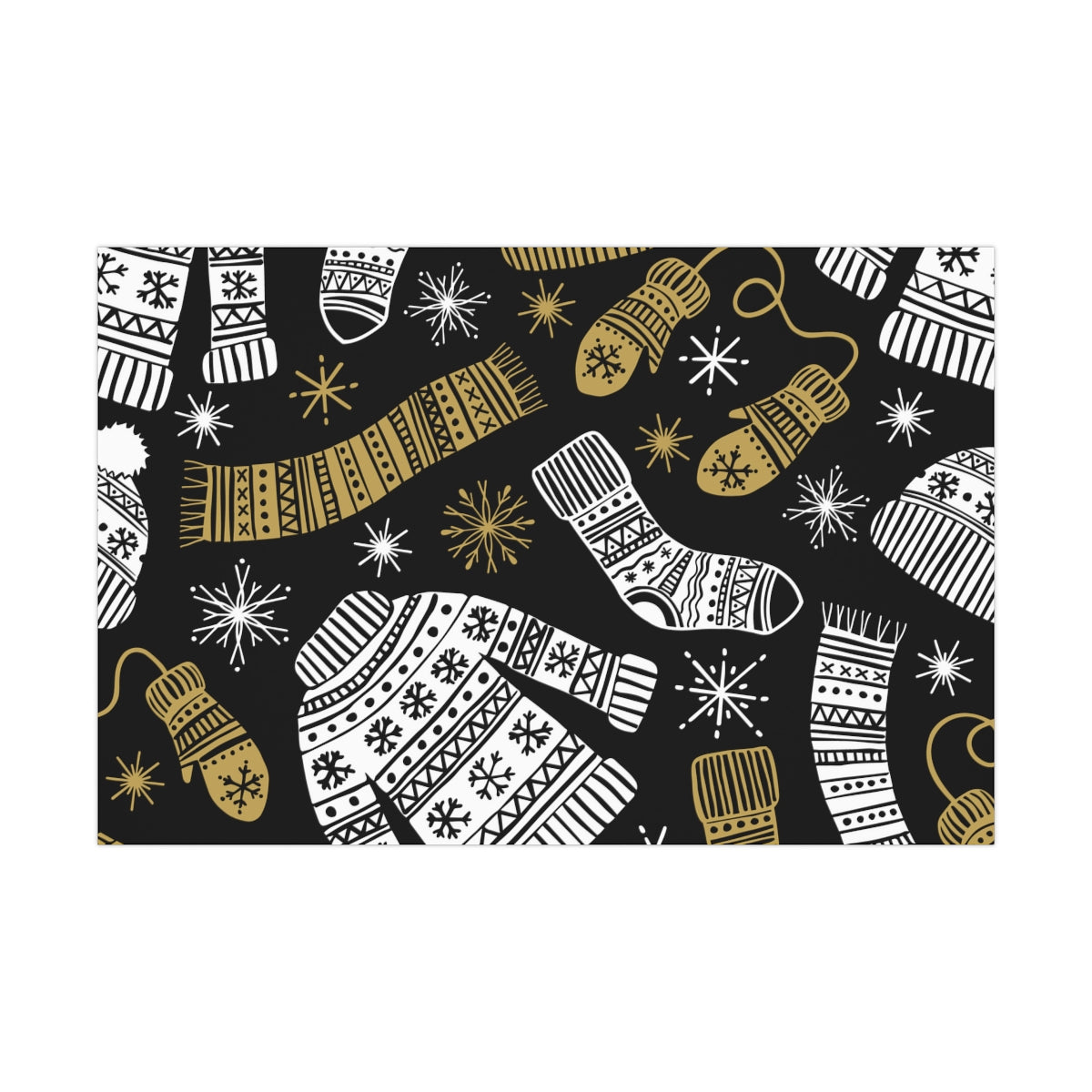 Black & Gold Sweater & scarves Christmas Gift Wrap Papers