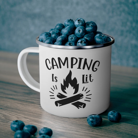 Camping is Lit Enamel Camping Mug