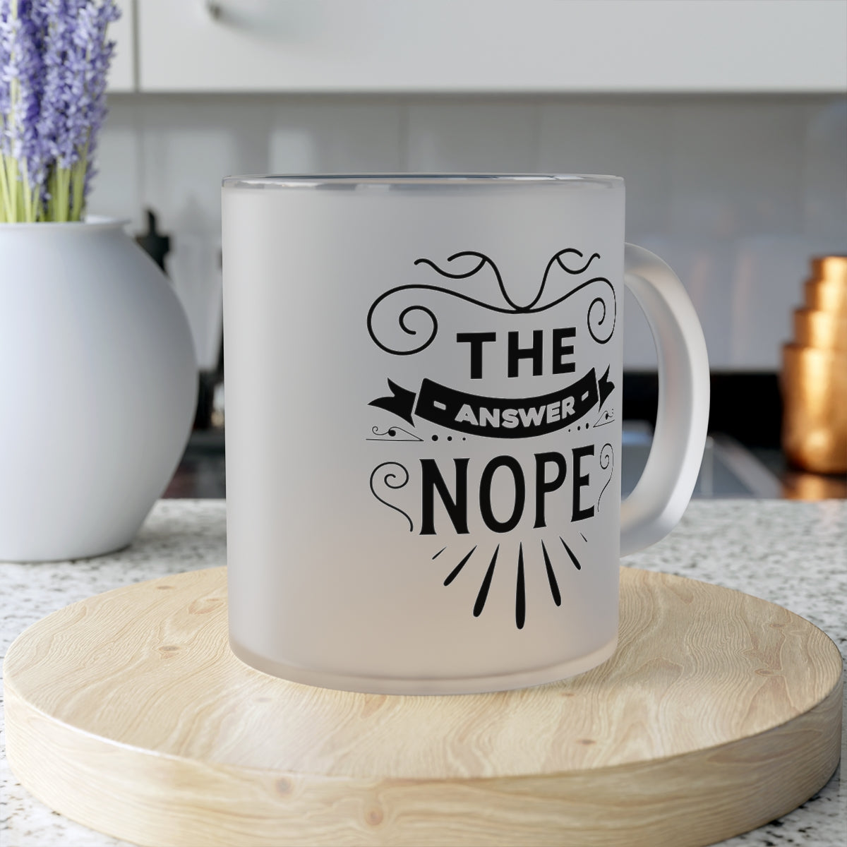 The Answer Nope Frosted Glass Mug