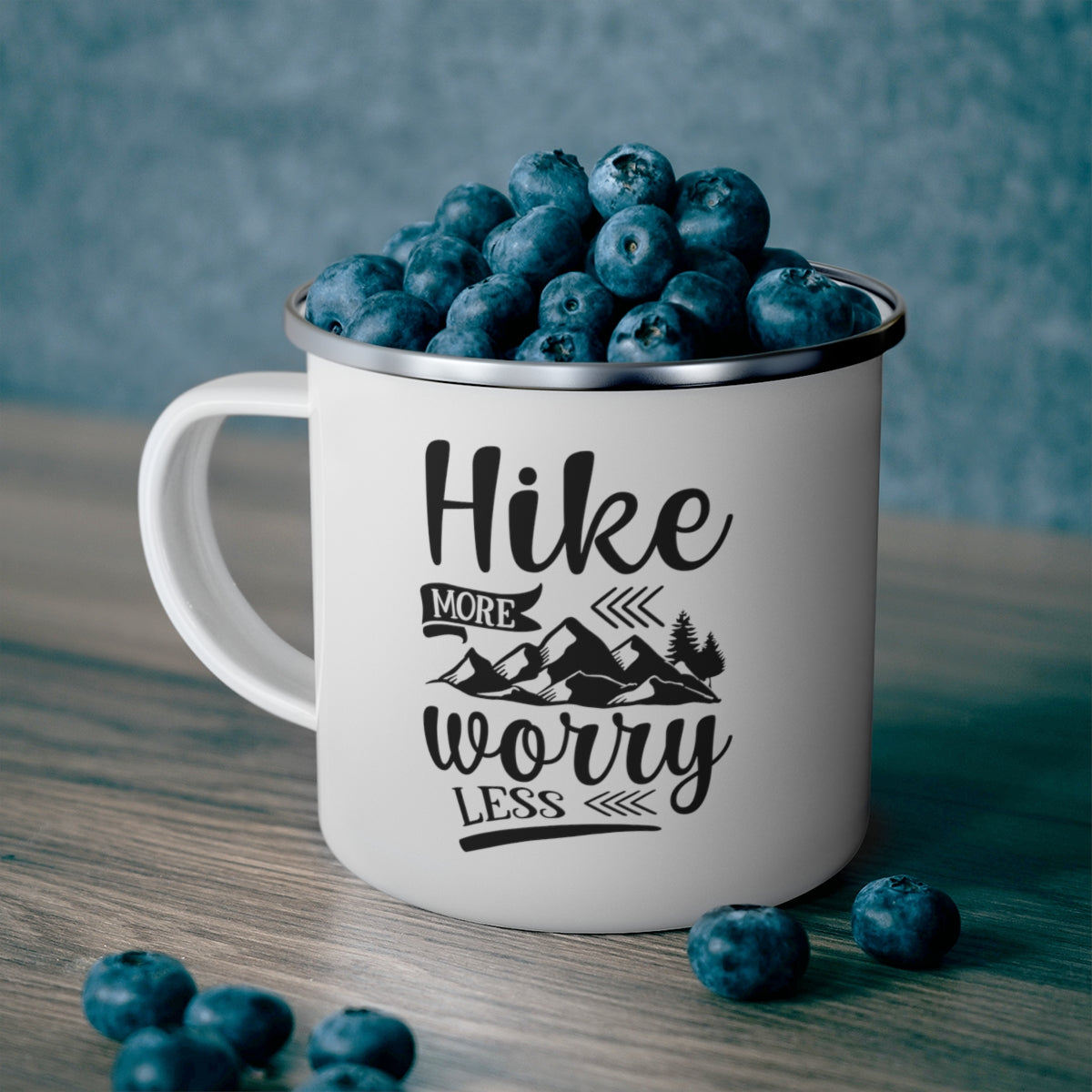 Hike More Worry Less Enamel Camping Mug