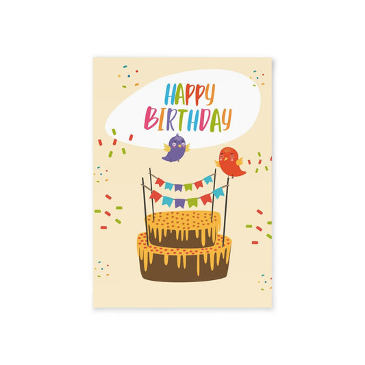 Happy Birthday Birds with Cake Card