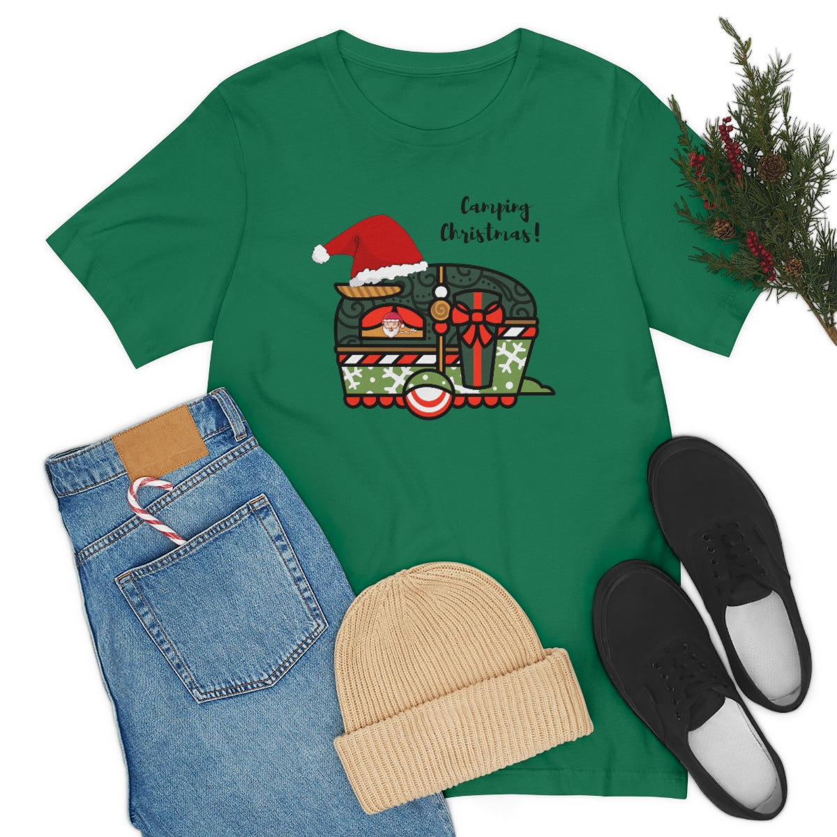 Camping Christmas Unisex Jersey Short Sleeve Tee