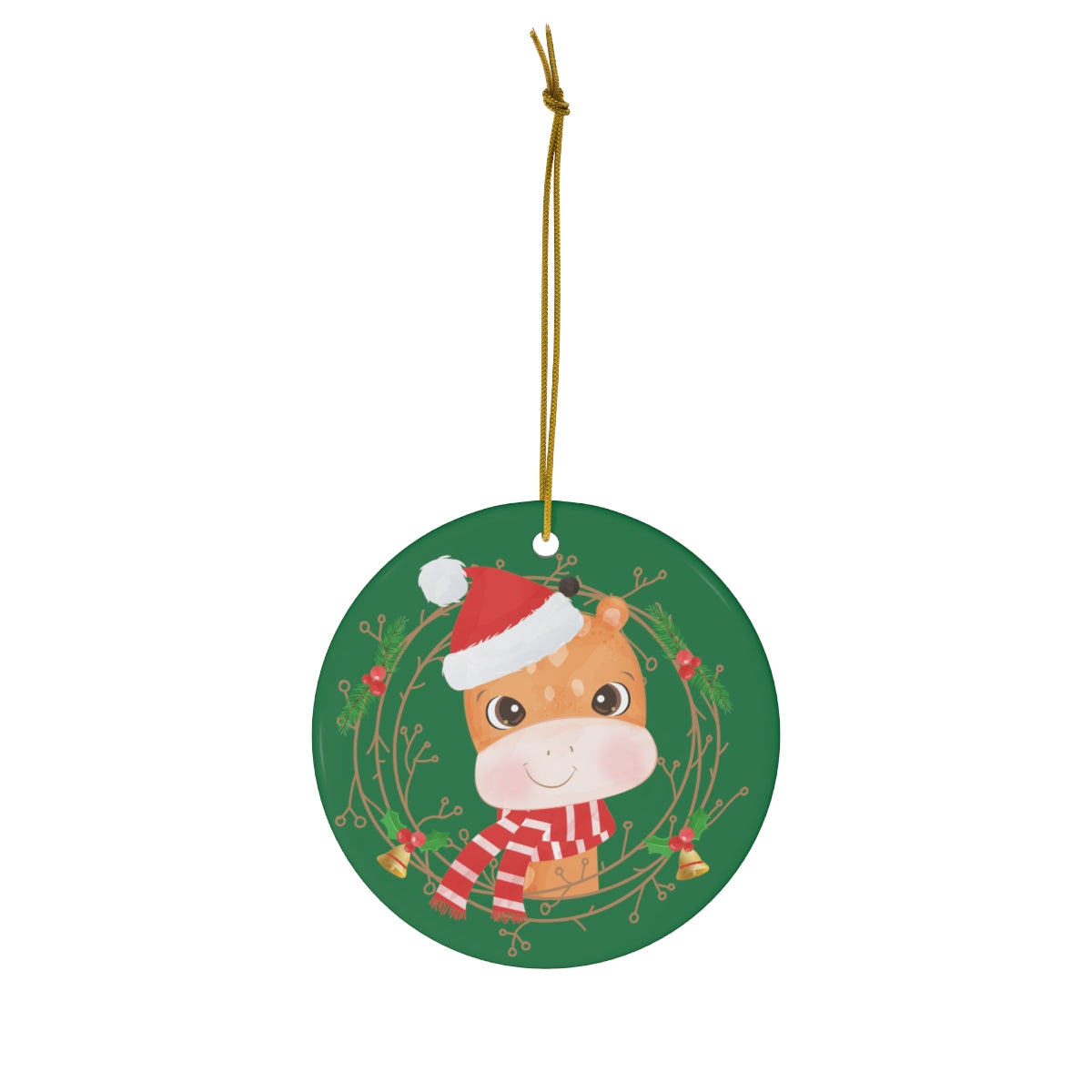 Cute Christmas Hippo Ceramic Ornament, 1-Pack