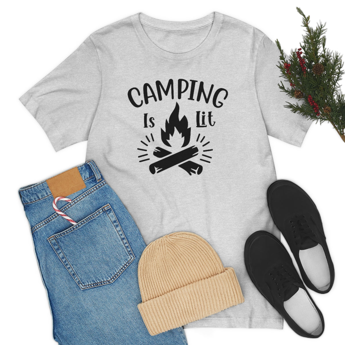 Camping is Lit Unisex Jersey Short Sleeve Tee