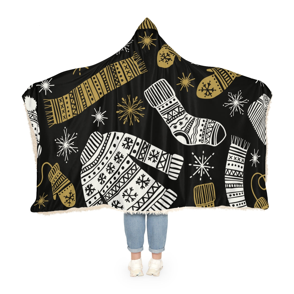 Black & Gold Christmas Sweaters & Scarves Snuggle Blanket