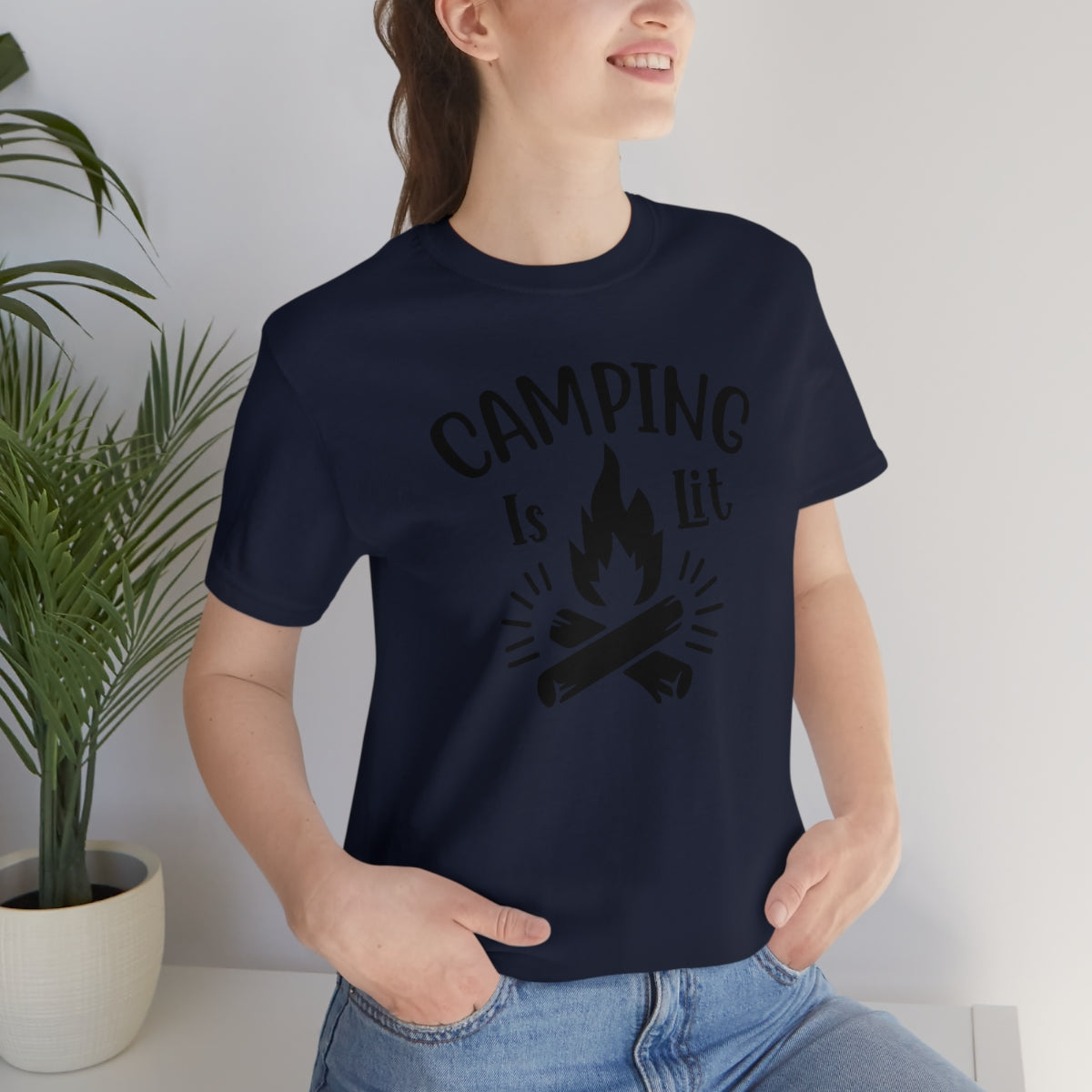 Camping is Lit Unisex Jersey Short Sleeve Tee