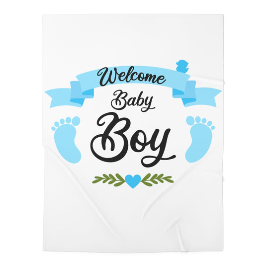 Welcome Baby Boy  Baby Swaddle Blanket