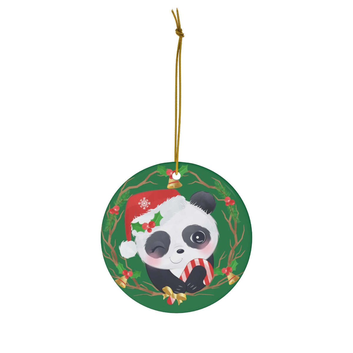 Cute Panda Christmas Ceramic Ornament, 1-Pack