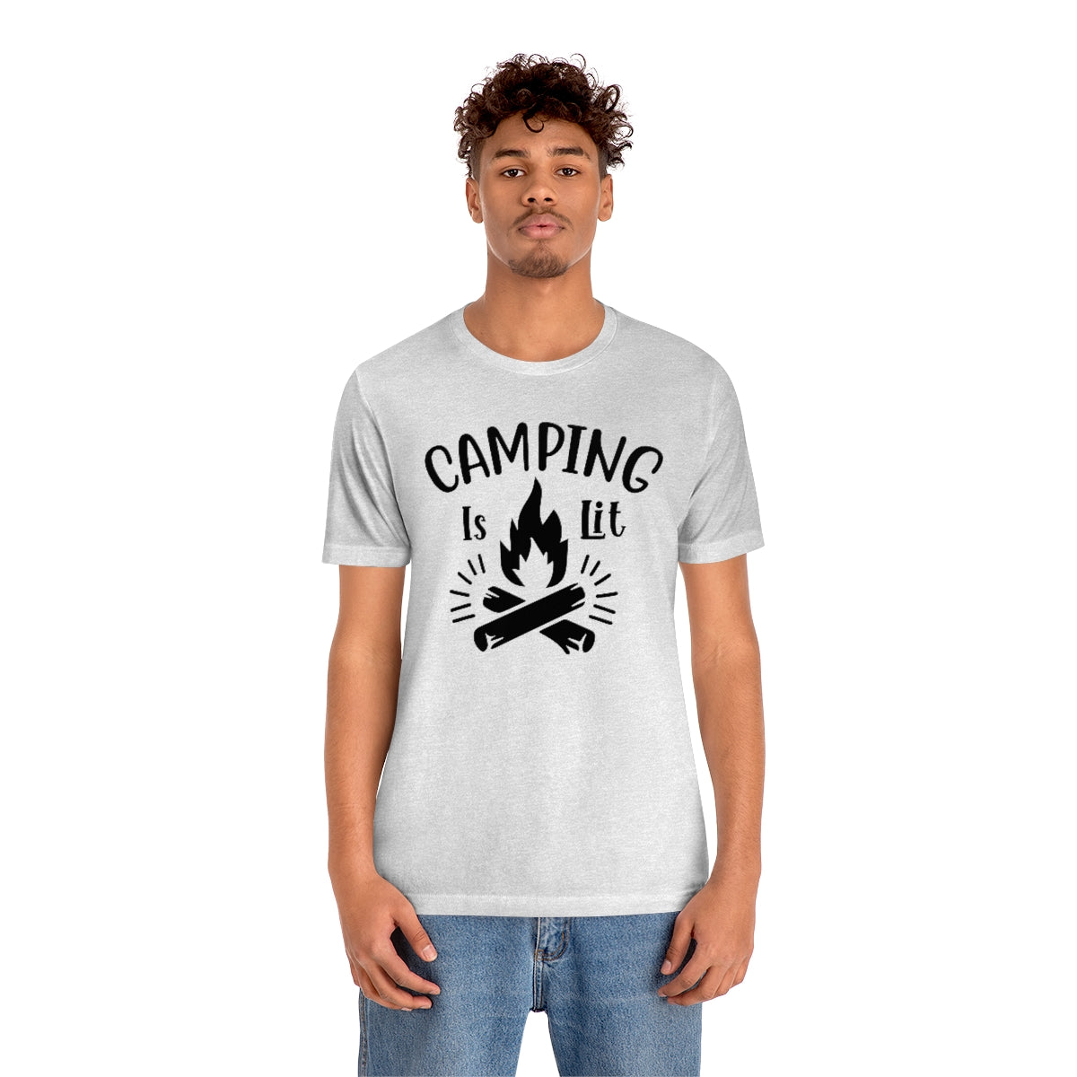 Camping is Lit Unisex Jersey Short Sleeve Tee