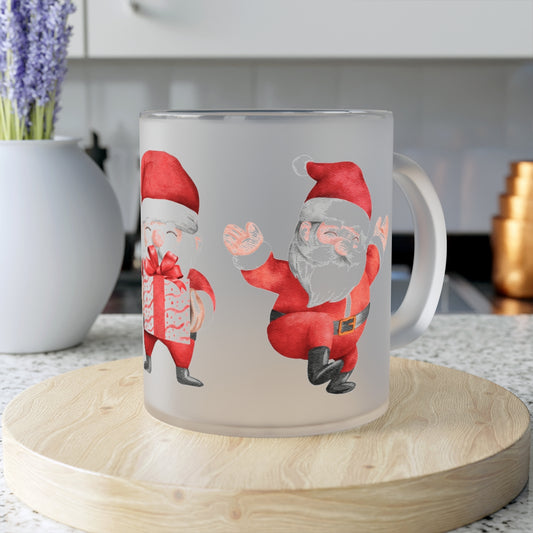 Santa Claus Christmas Frosted Glass Mug