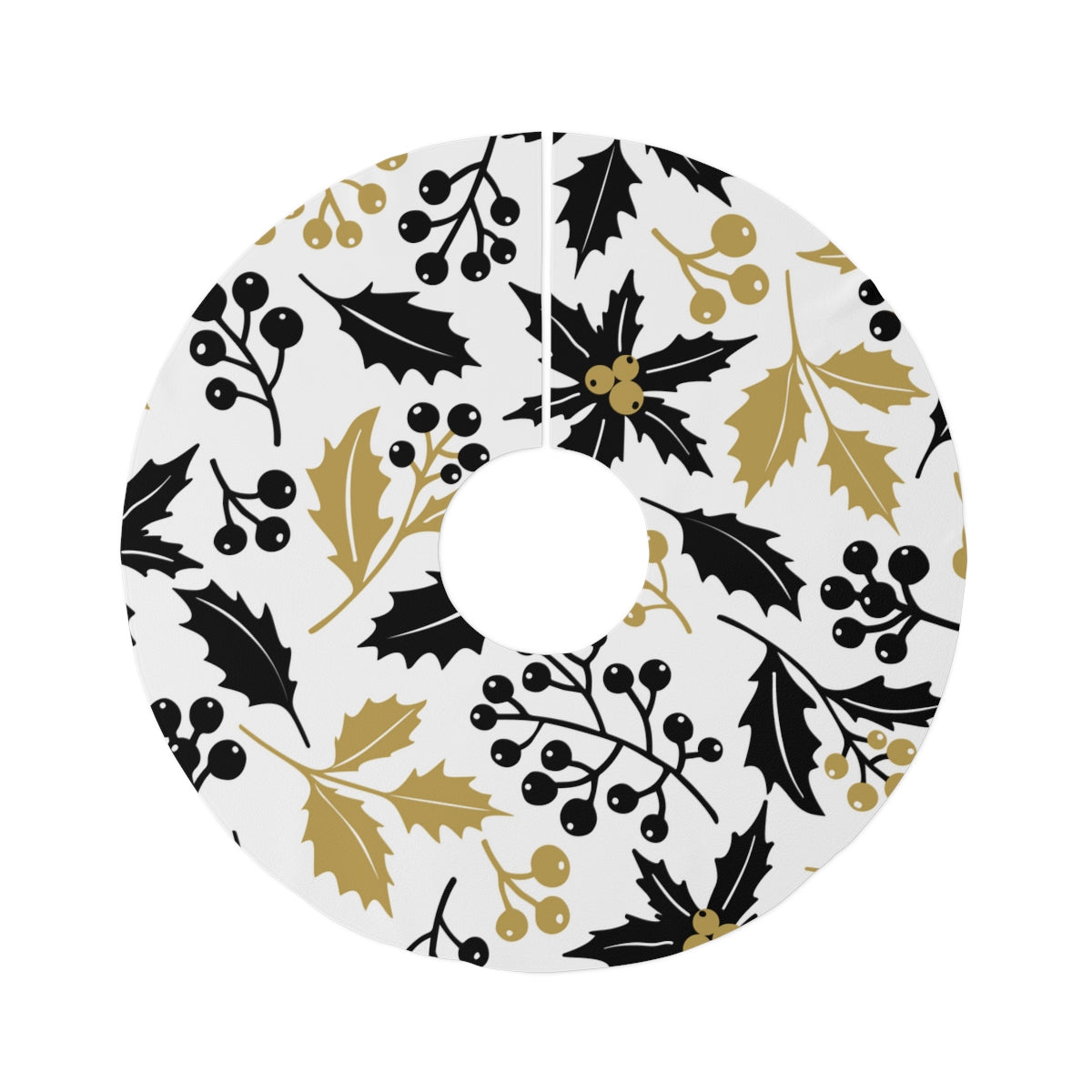 Black & Gold Christmas Round Tree Skirt