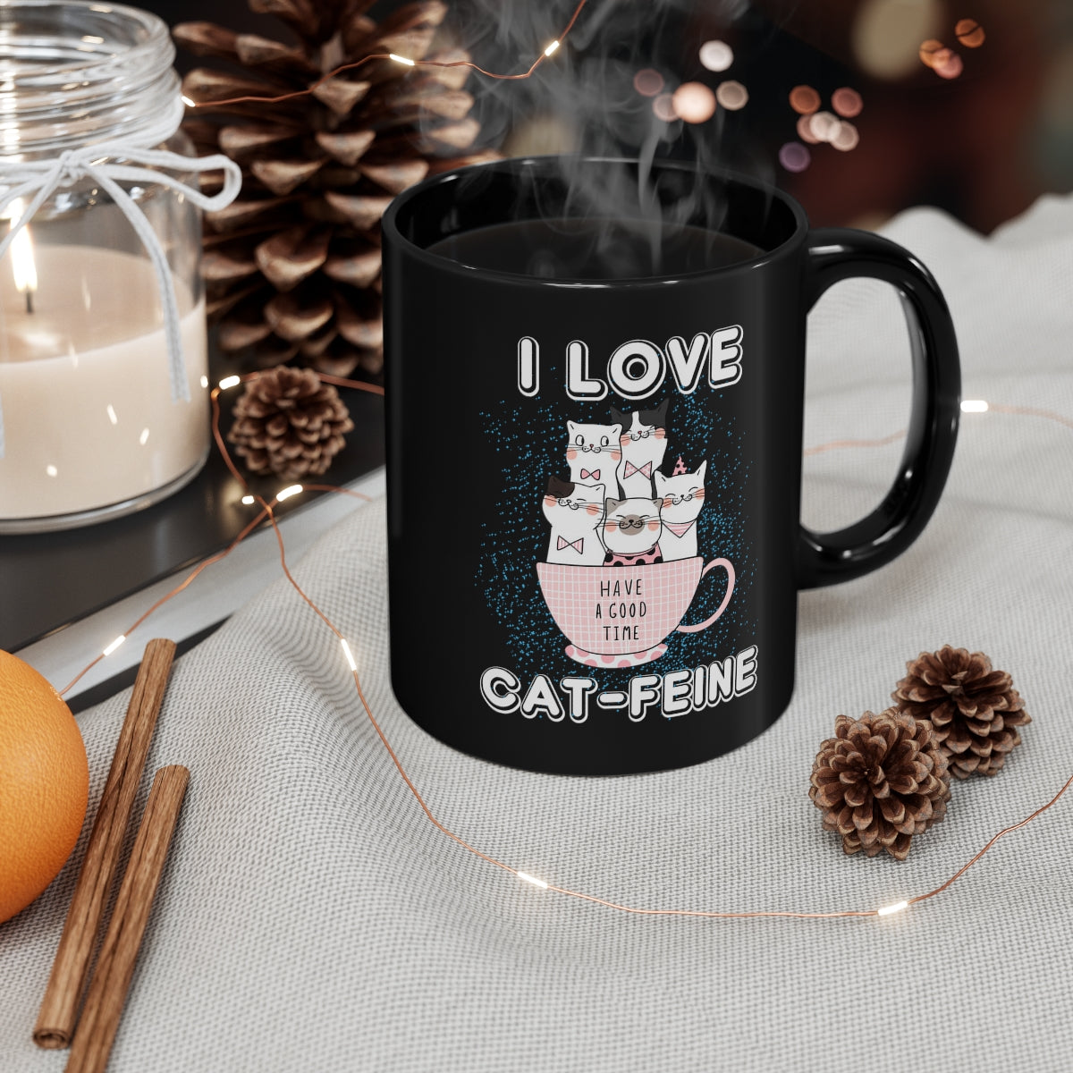 I Love Cat-Feine11oz Black Mug