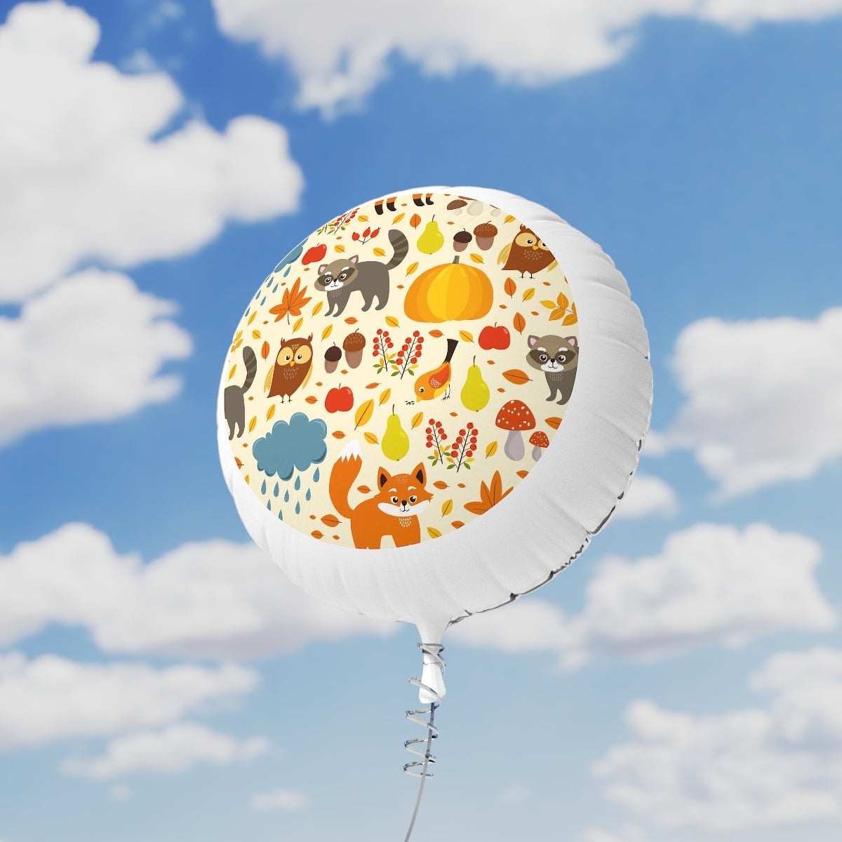 Animals, Pumpkins & Clouds Happy Birthday Helium Balloon