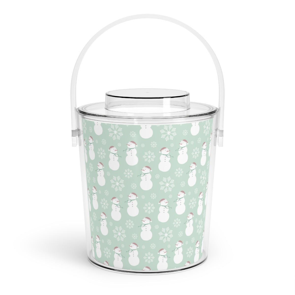 Snowmen & Snow FLakes Christmas Ice Bucket with Tongs