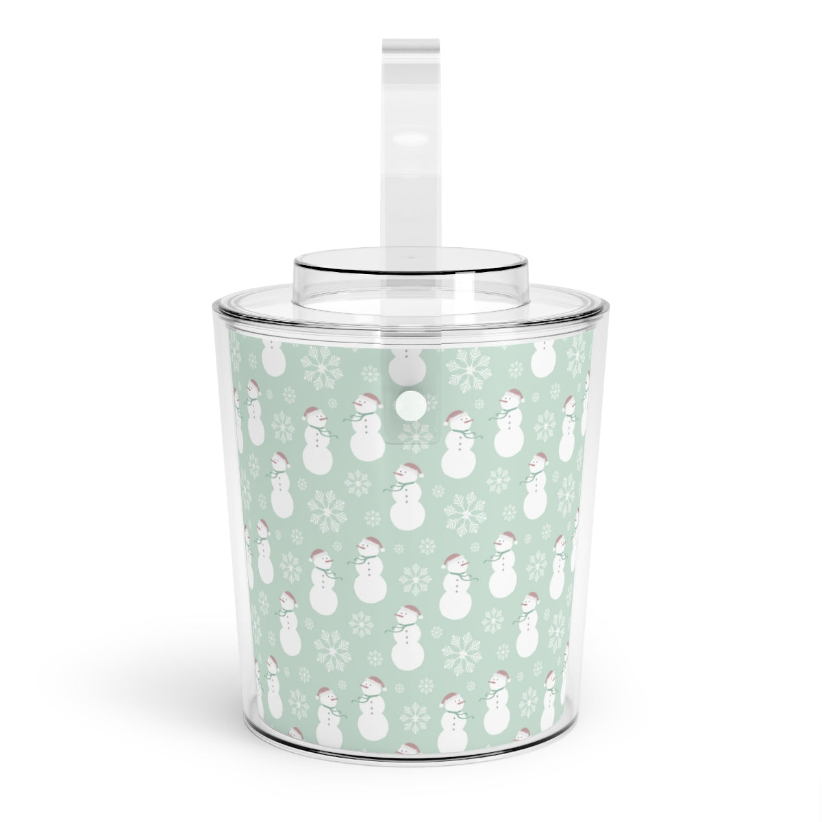 Snowmen & Snow FLakes Christmas Ice Bucket with Tongs