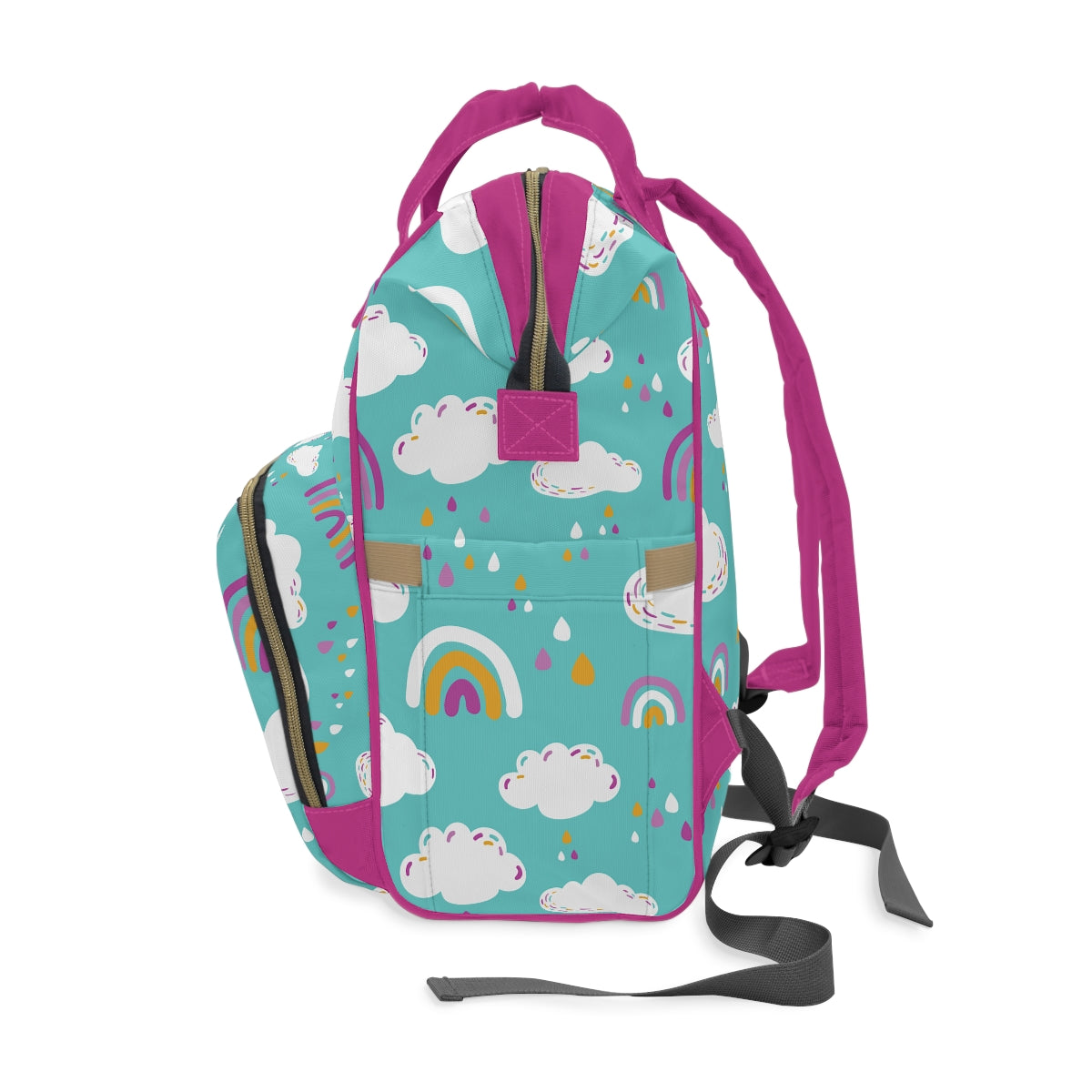 Rainbows Raindrops and Clouds Multifunctional Baby Diaper Backpack