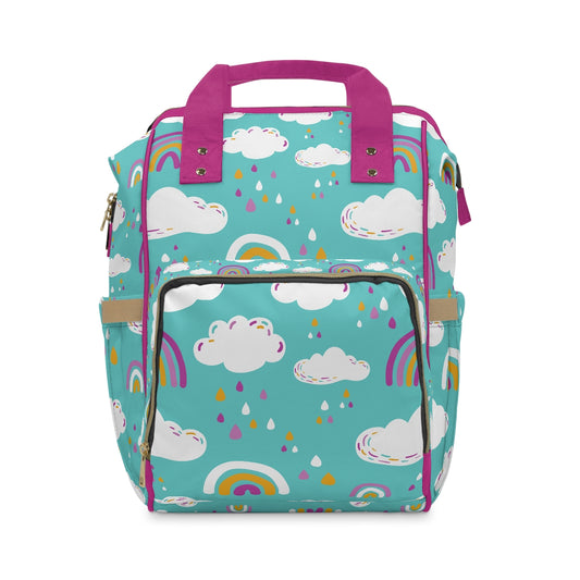 Rainbows Raindrops and Clouds Multifunctional Baby Diaper Backpack
