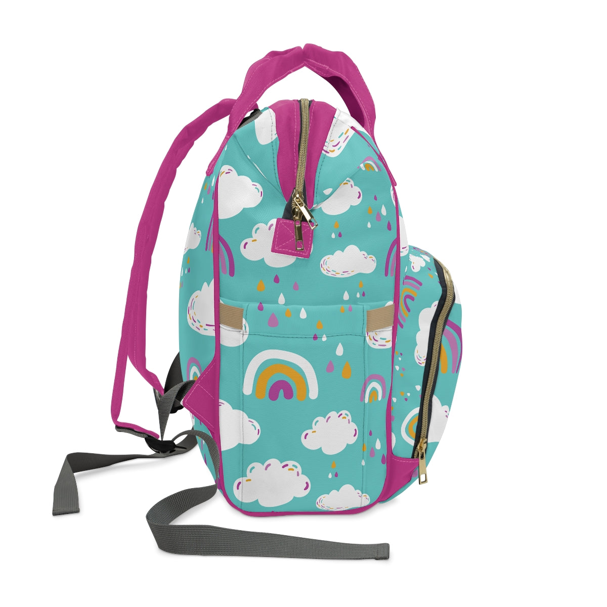 Rainbows Raindrops and Clouds Multifunctional Baby Diaper Backpack