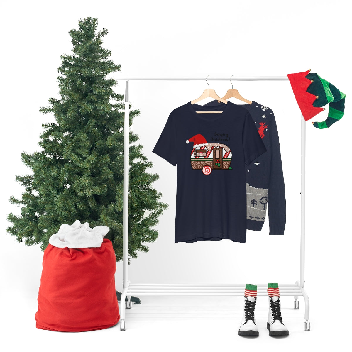 Camping Christmas Unisex Jersey Short Sleeve Tee