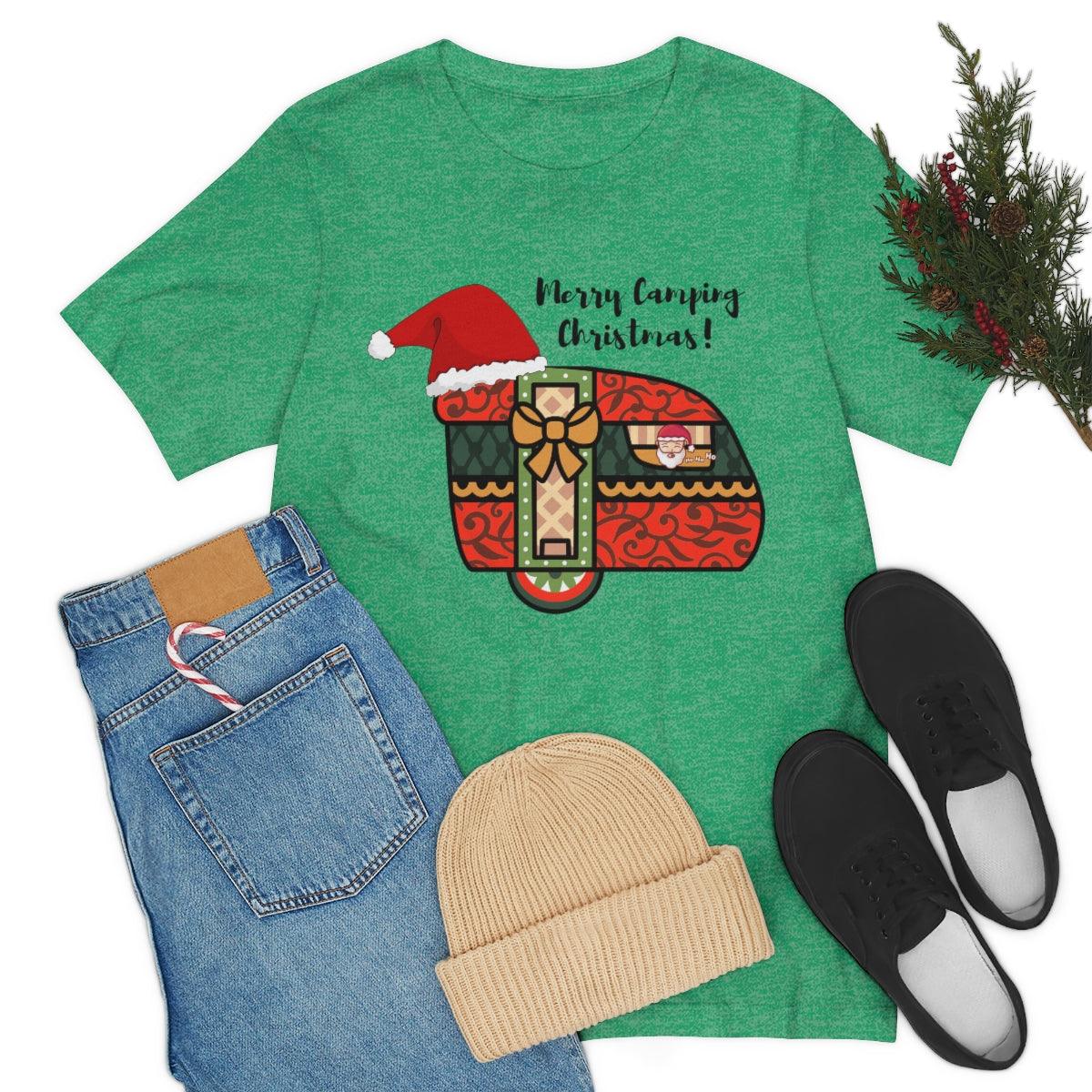 Merry Camping Christmas Unisex Jersey Short Sleeve Tee