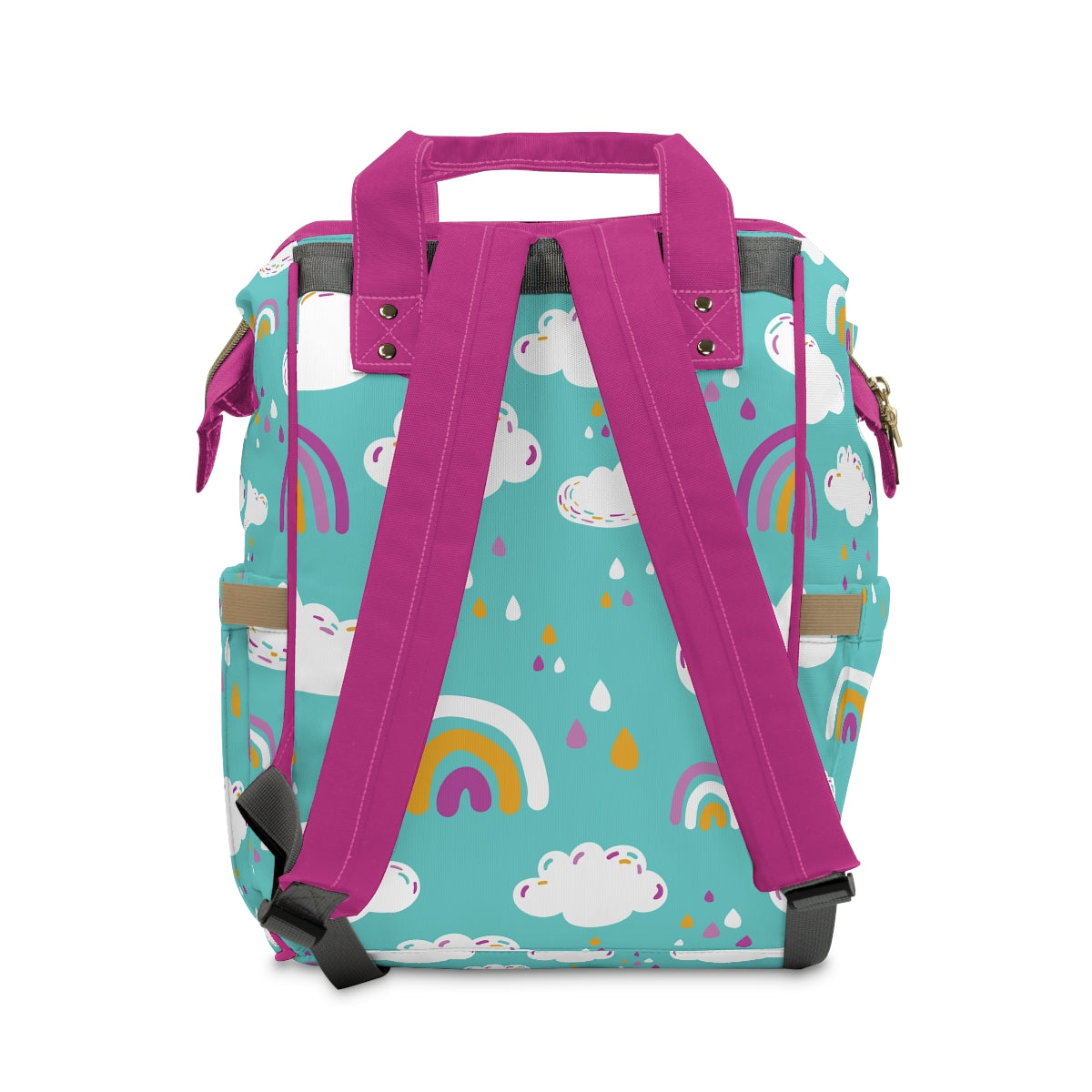 Rainbows Raindrops and Clouds Multifunctional Baby Diaper Backpack