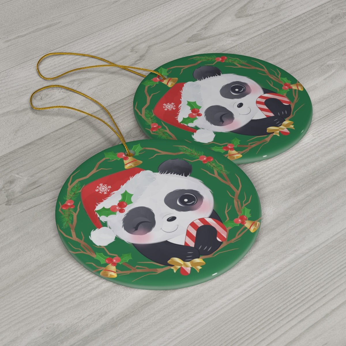 Cute Panda Christmas Ceramic Ornament, 1-Pack