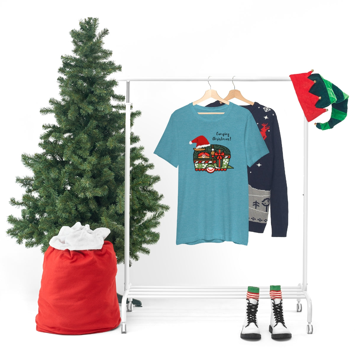 Camping Christmas Unisex Jersey Short Sleeve Tee