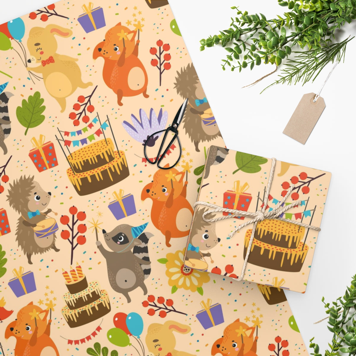 Animals Gifts Cakes & Ballons Wrapping Paper