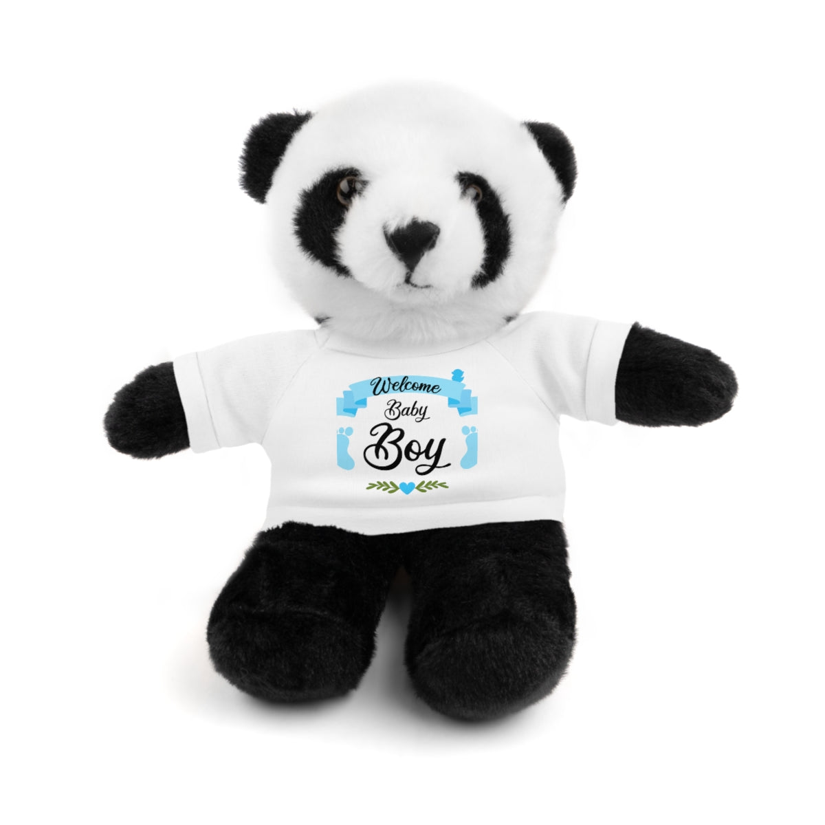 Welcome Baby Boy Stuffed Animals (Bear, Bunny, Jaguar, Lion, Panda, Sheep) with Tee