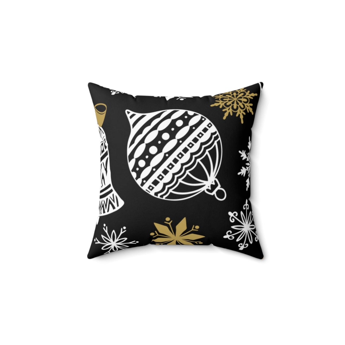 Black & Gold Christmas Ornament Design Spun Polyester Square Pillow