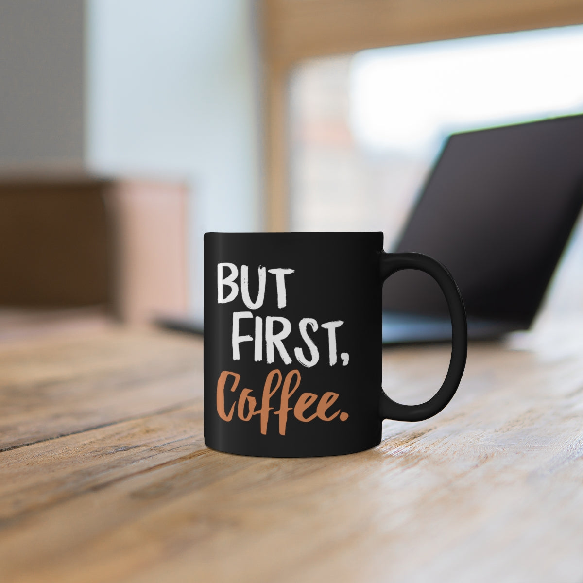 But First Coffee 11oz Black Mug