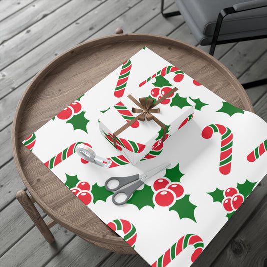 Candy Cane & Holly Gift Wrap Papers