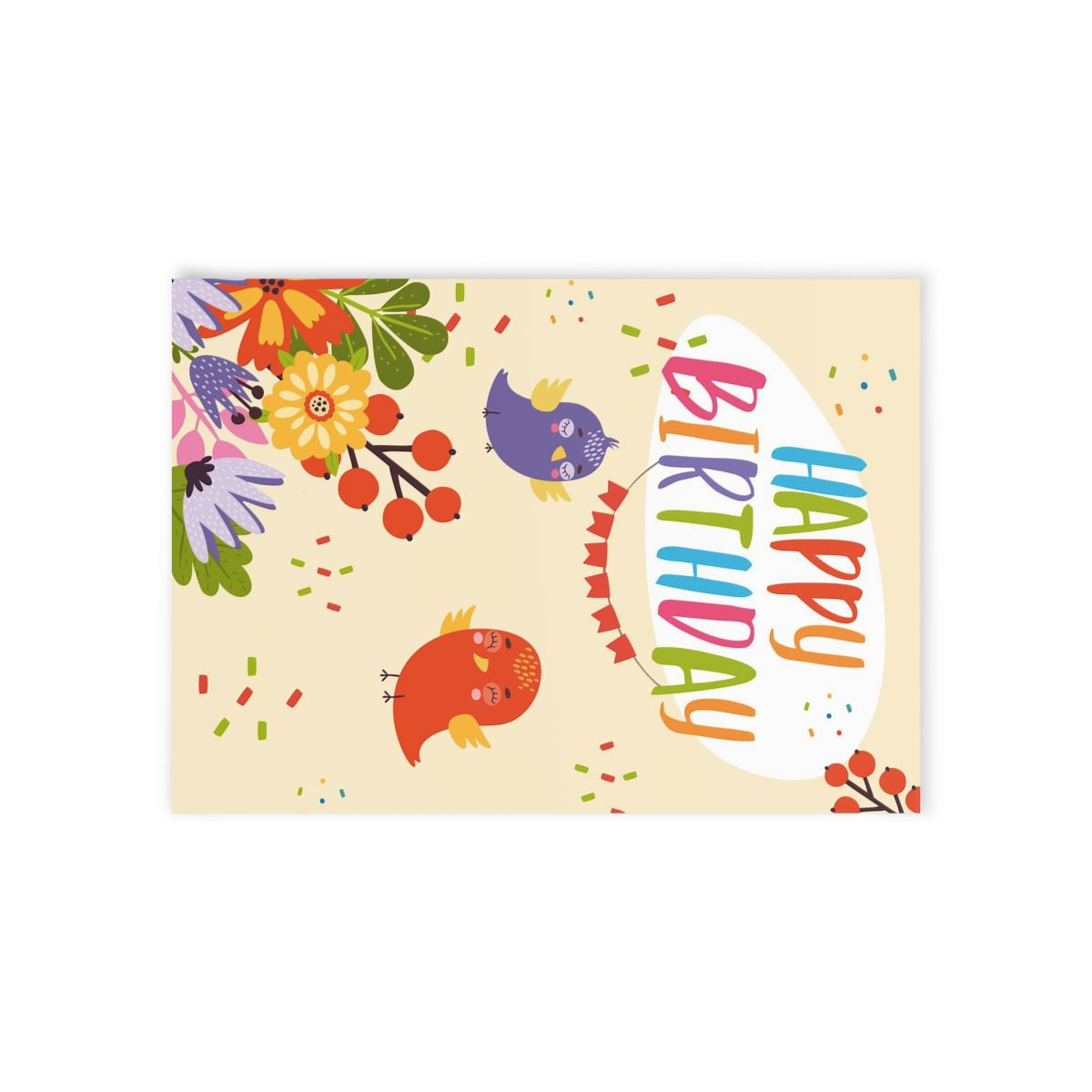 Happy Birthday Birds & Flowers Birthday Card