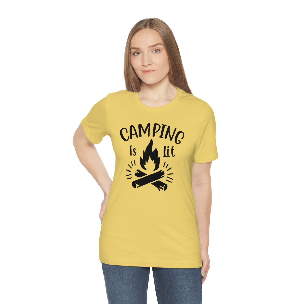 Camping is Lit Unisex Jersey Short Sleeve Tee