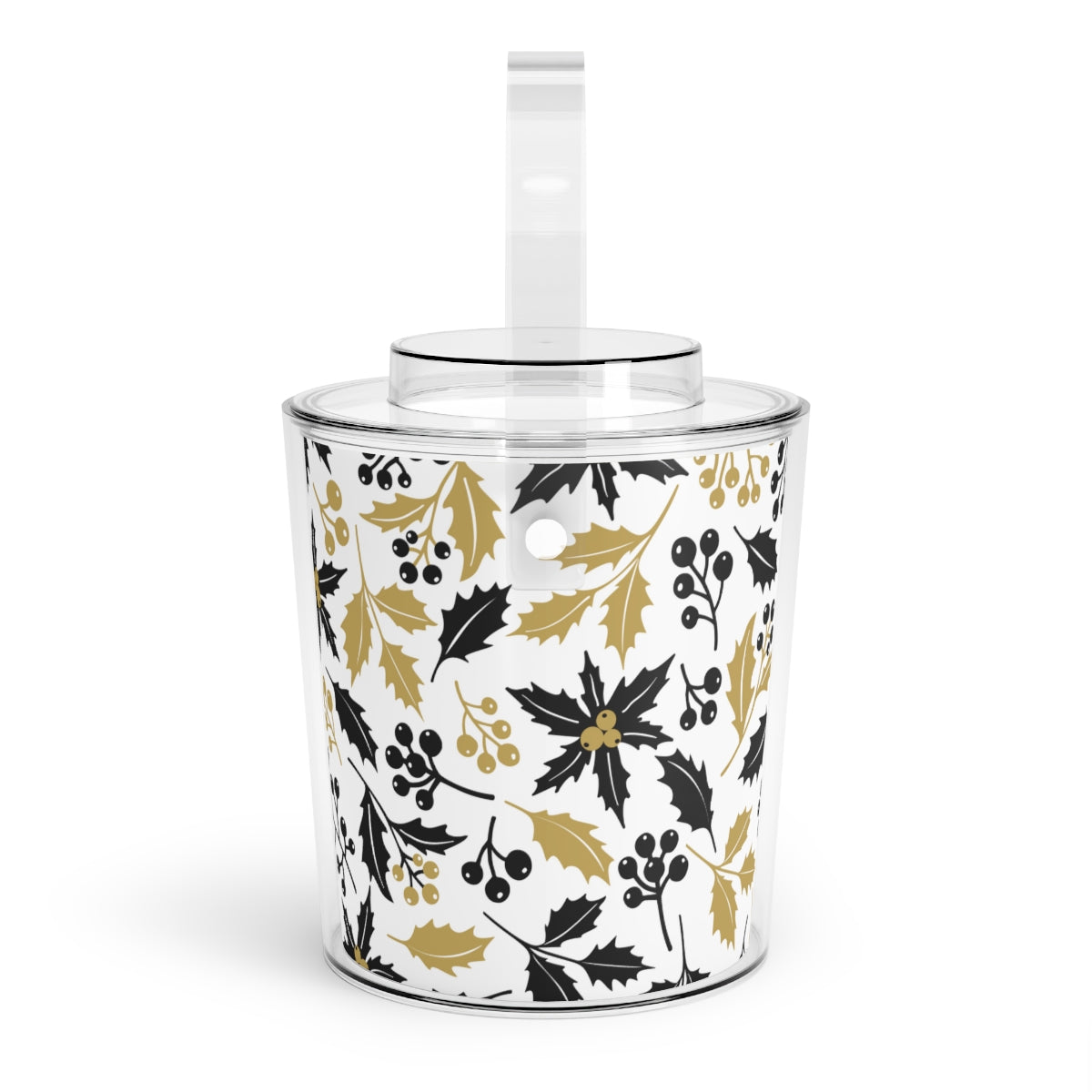 Black & Gold Christmas Ice Bucket with Tongs