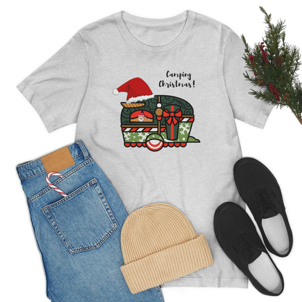 Camping Christmas Unisex Jersey Short Sleeve Tee