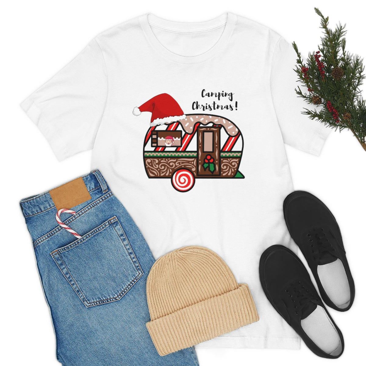 Camping Christmas Unisex Jersey Short Sleeve Tee