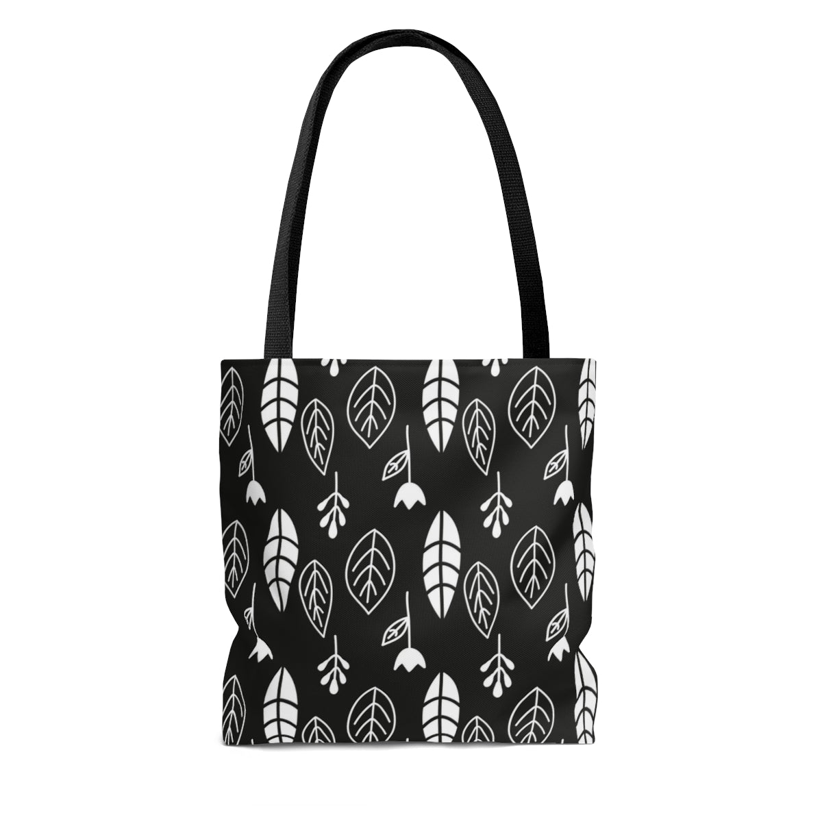 Leaves Black & White Scandi Christmas  Tote Bag