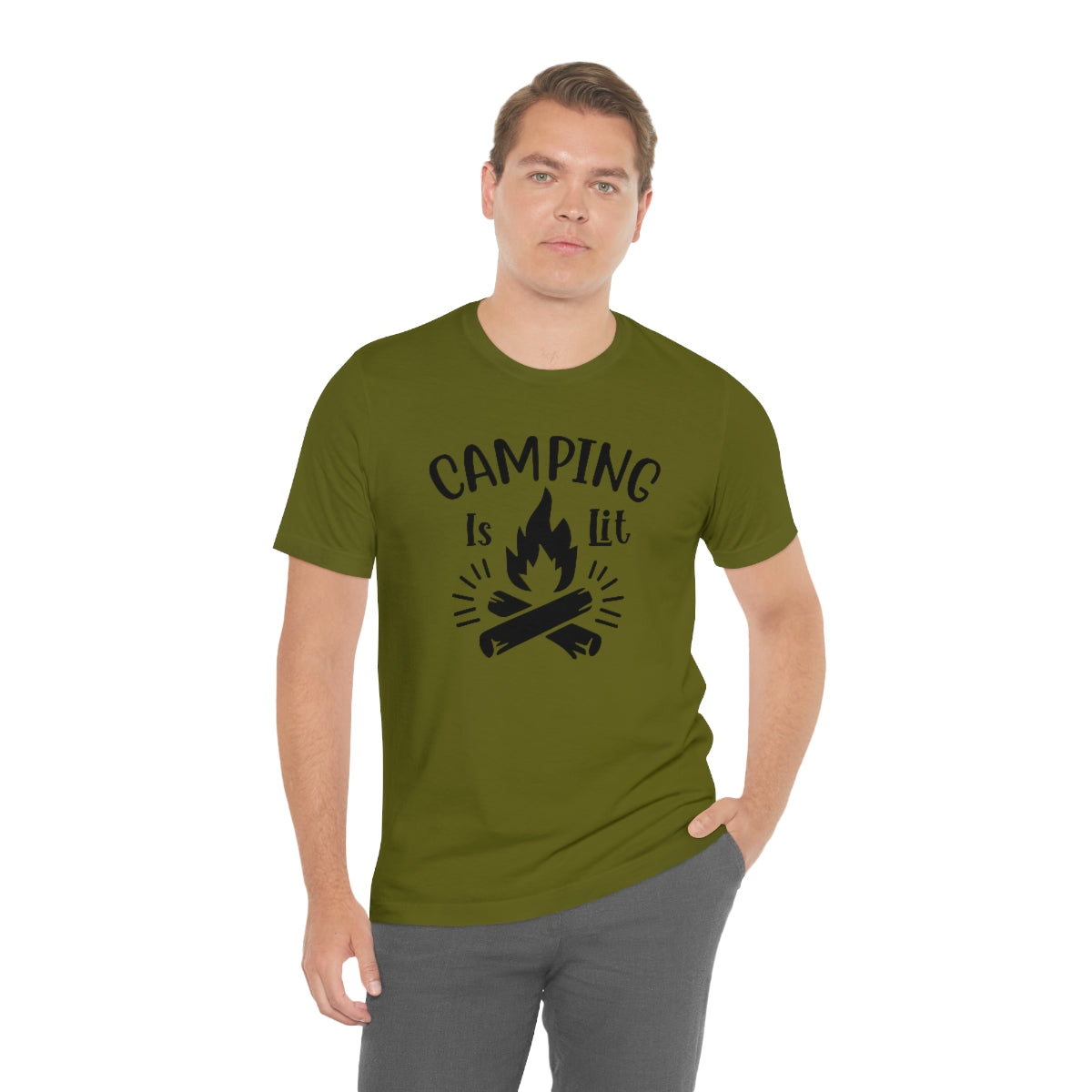 Camping is Lit Unisex Jersey Short Sleeve Tee