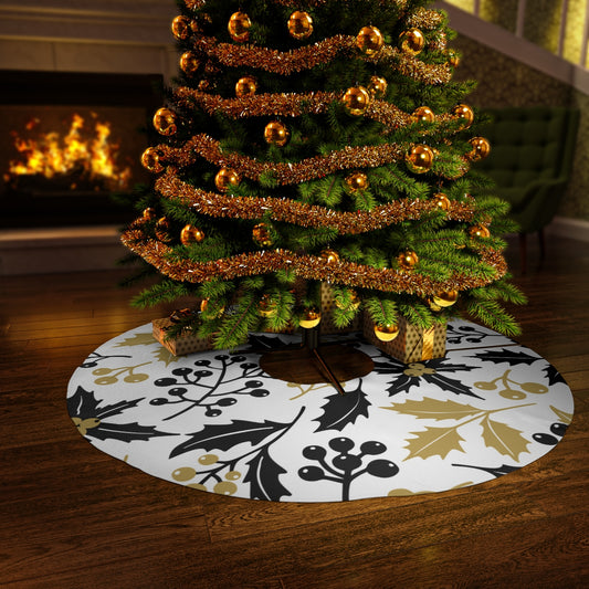 Black & Gold Christmas Round Tree Skirt