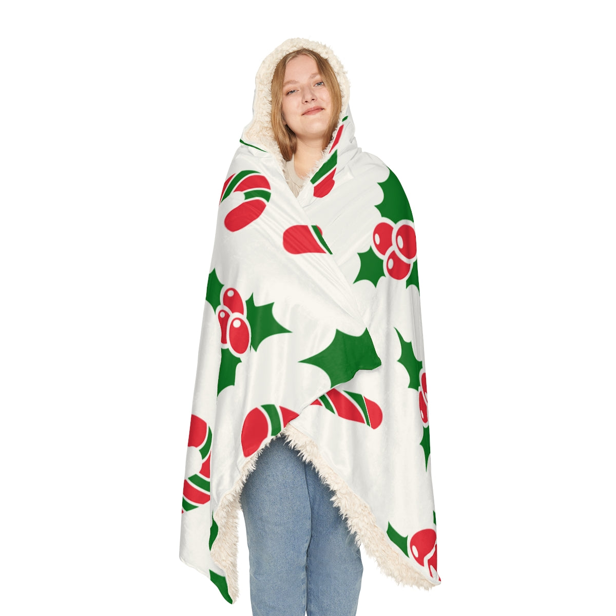 Candy Canes & Holly Christmas Snuggle Blanket, Candy Cane & Holly Snuggle Blanket, Christmas Snuggle Blanket, snuggle blanket,